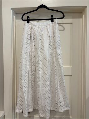 Anthropologie White Eyelet Maxi Skirt - Elegant Lace Overlay